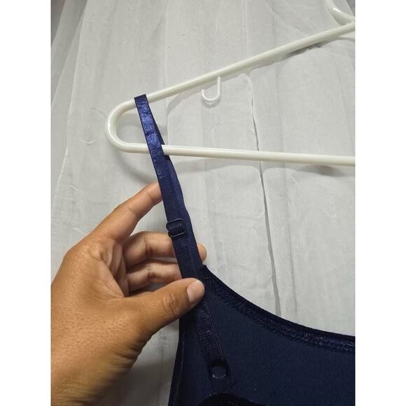 Vintage Y2K Bebe Maxi Slip Dress Navy Blue Velvet Goth Whimsigoth Vamp Witchy Sm - Picture 9 of 12